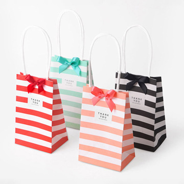 Spot Striped White Kraft Paper Small Handbag Korean-style Packaging Small Gift Bag Activity Gift Bag