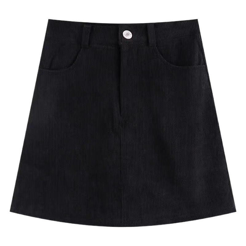 Vintage A- line Corduroy Skirt Women's Autumn and Winter 2023 New High Waist Slimming Short Hip Skirt
