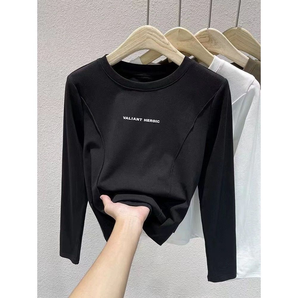 Selected Sanding Long-sleeved T-shirt Women's Autumn New European Stretch Slim-fit Base Shirt Stylisch Short Inner Top