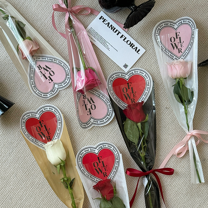 Huaxi Valentine's Day Crow Heart Single Bag Integrated Flower Wrapping Paper Transparent Cowhide Bag Floral Materials