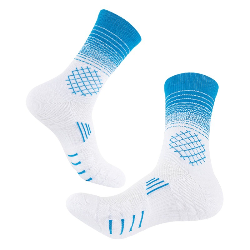 Sports socks gradient color combat professional basketball socks towel bottom high-top sports elite men's mid-top high-top socks