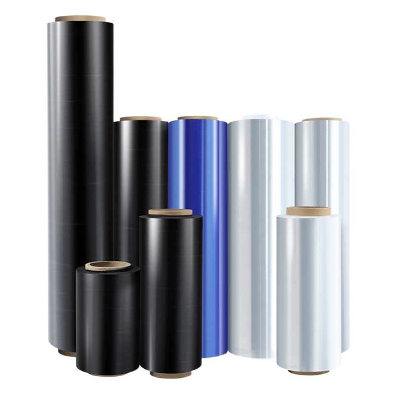 Factory wholesale black wrapping film stretch film industrial machine packaging film preservative film PE logistics packaging film commercial