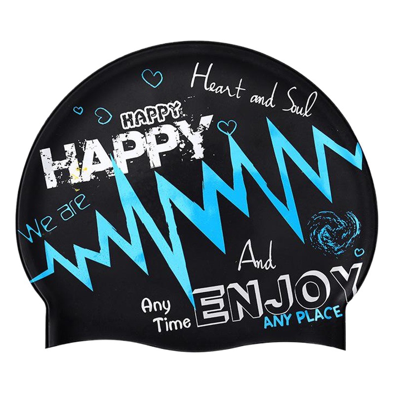 Adult silicone swimming cap waterproof unisex swimming fashion graffiti ear protection swimming cap in stock wholesale sporting goods