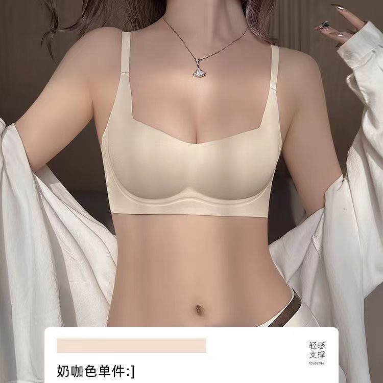 Picture of Seamless thin slimming underwear women's small chest push up upper support anti-sagging soft support wireless breast bra