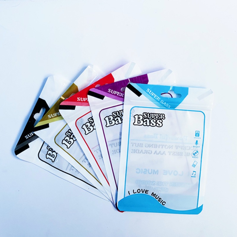 Headphone Packaging Bag, Colorful Pearlescent Yin and Yang Bone Bag, Accessory Bag, Audio Cable Plastic Bag 10.5*15cm