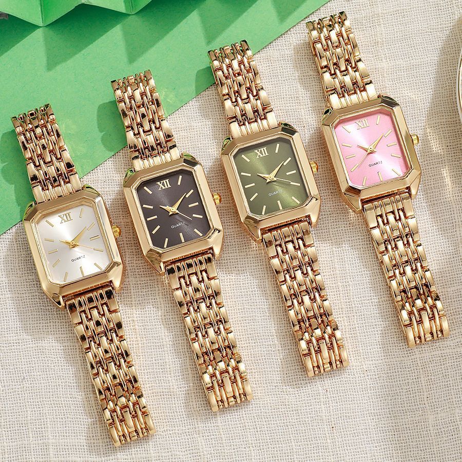 2025 foreign trade new luxury steel band ladies watch female students fashion simple square quartz watch wholesale