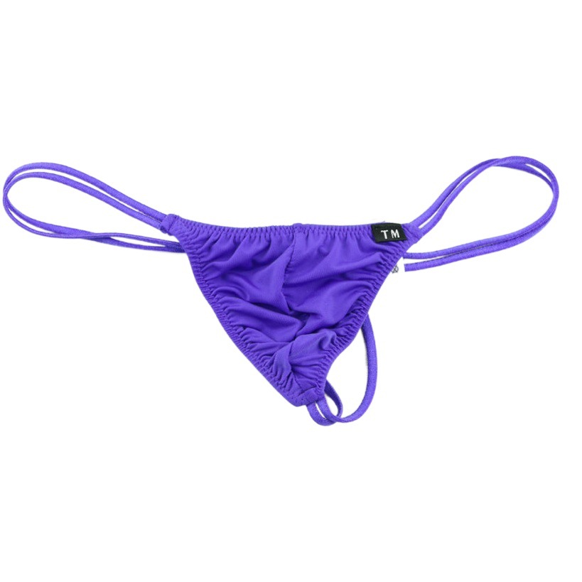 New men's thong fashion sexy single thong iron ring breathable transparent gay men's underwear T pants