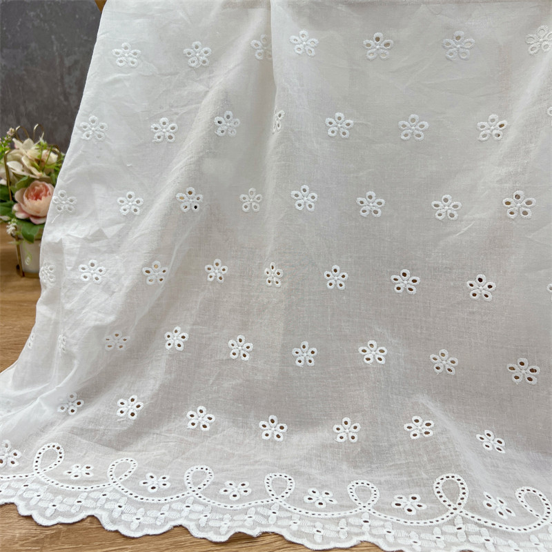 Picture of in stock Cotton Lace Hollow Embroidered Fabric Cotton Perforated Clothing Skirt DIY Water Soluble Lace Embroidered Fabric