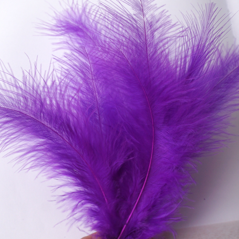 Picture of Feather Decoration Colorful Turkey Hair Pointed Tail Velvet Dream Catcher Material Wave Ball Gift Box Filler Shooting Props