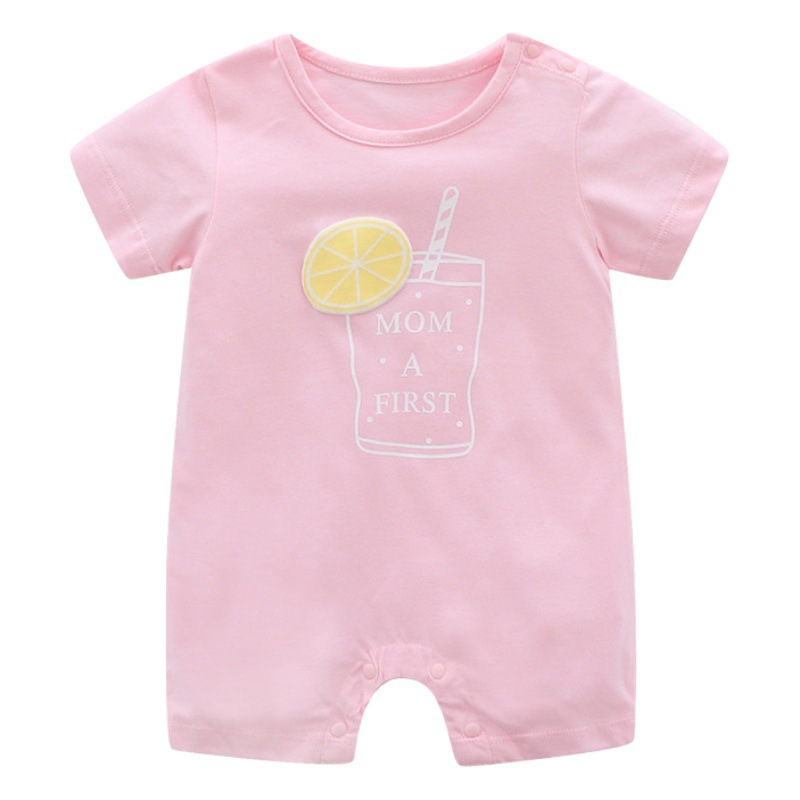 in stock Short-sleeved Flat Corner Shoulder Buckle Hackle Clothes Raglan Sleeve Summer Thin Climbing Clothes Baby's Unibody Clothes Hackle Breathable Clothes