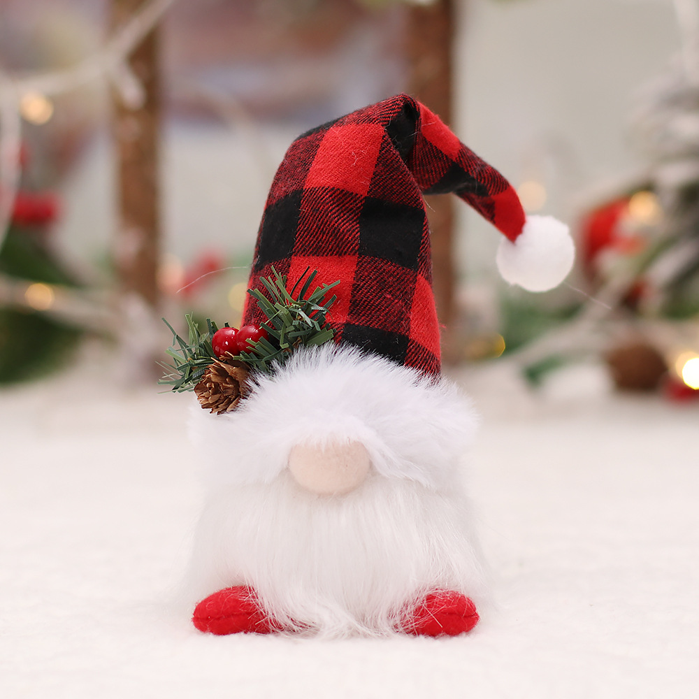 Picture of Christmas supplies with lights glowing old man Forester figure Rudolph dwarf doll Christmas tree decoration pendant
