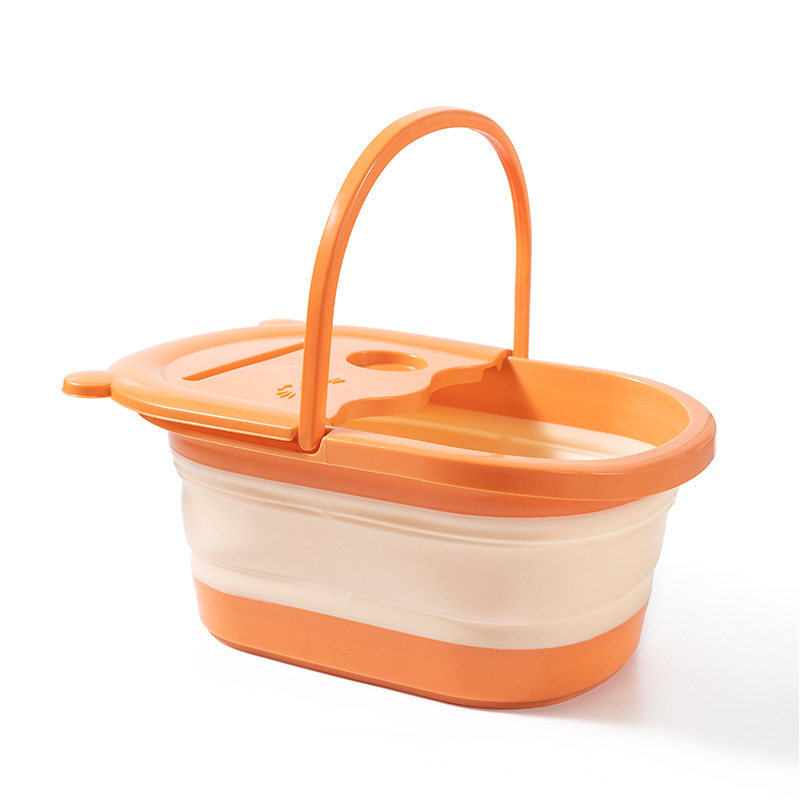 Picture of Foldable Foot Bath Bucket, Foot Bath Basin That Reaches the Calves, Plastic Foot Wash Basin, Foot Care Basin with Lid, Smart and Storable