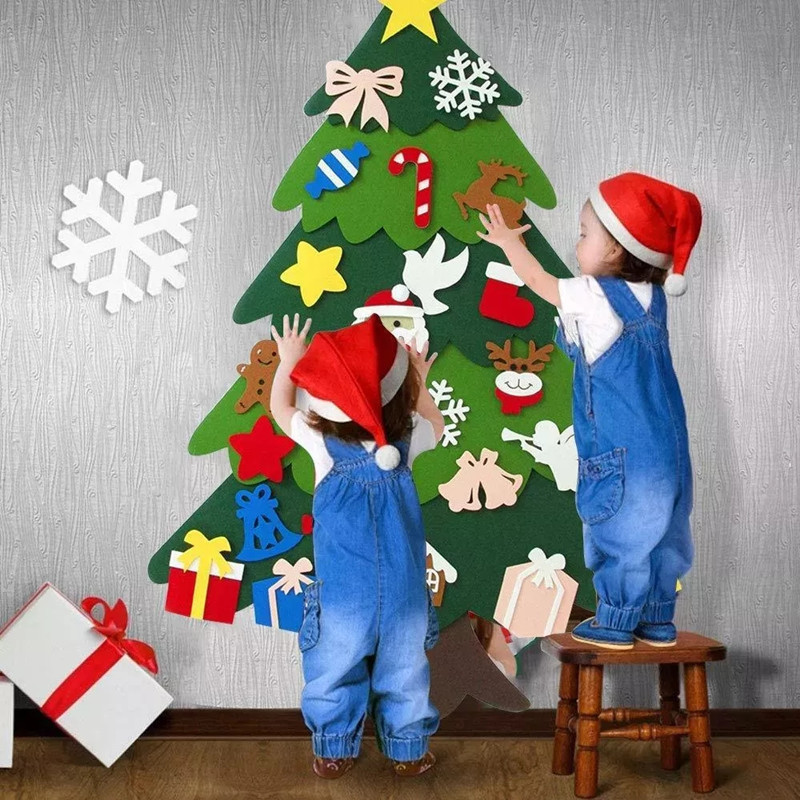 Cross-Border Amazon Felt Christmas Tree Kidsren's Spliced Christmas Tree Hangings Handmade DIY Christmas Tree Decorations