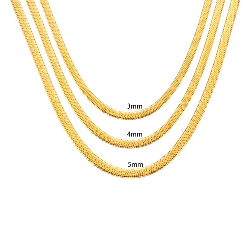 Europe and the United States INS wind 18K gold titanium steel twist chain ladies temperament Joker high sense flat snake bone chain necklace wholesale