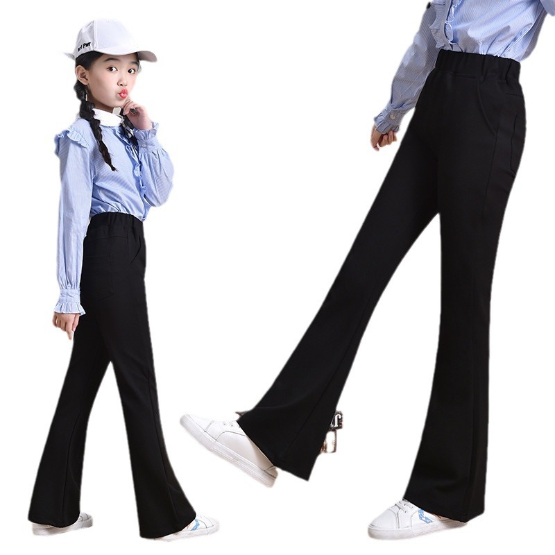 Picture of Girls' Pants Spring and Autumn Outer Wear 2024 New Fashion Children's Big Children's Stylish Black Flared Pants Trendy Trousers for Children
