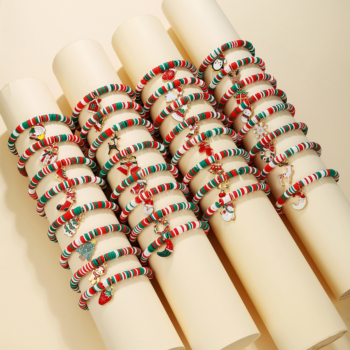 Europe and the United States cross-border jewelry Christmas soft pottery beaded bracelet Santa bell gift bracelet in stock wholesale