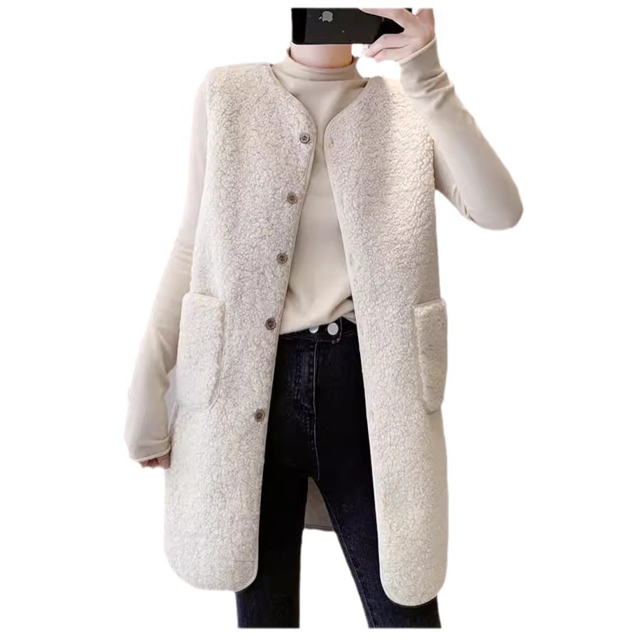 Picture of Mid-length Vest Women's Autumn and Winter Mid-length Imitation Lamb Maket Fashionable New Style All-match Women's Jacket
