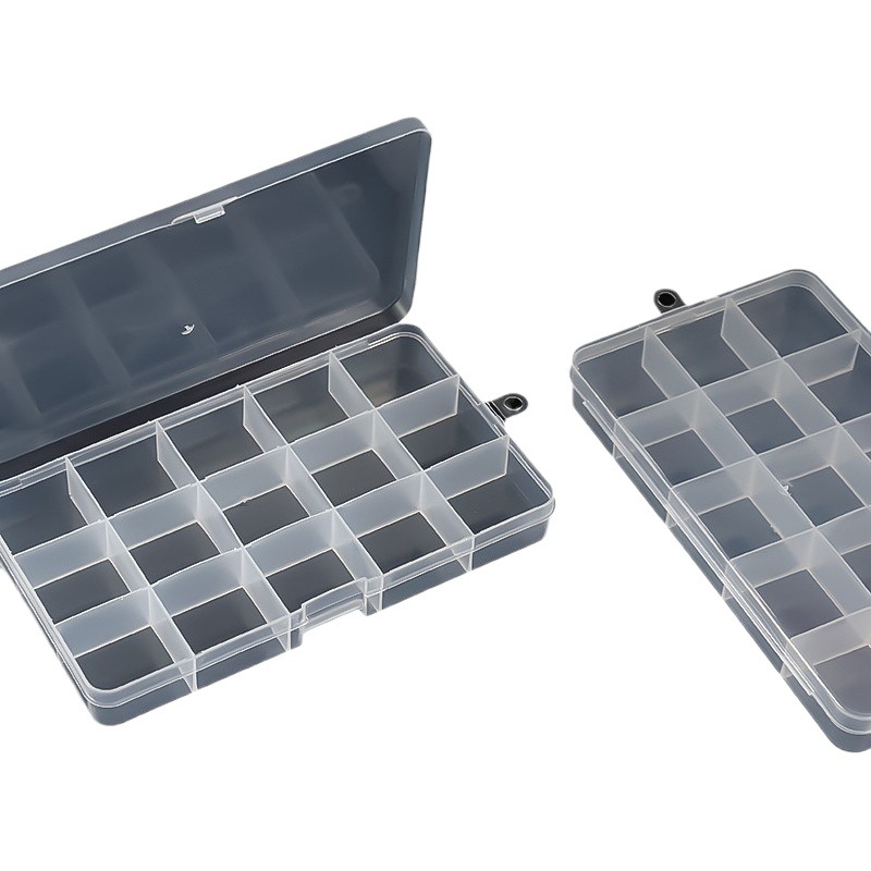 Fixed 15 grid box pp box plastic transparent storage box DIY beaded button fishing gear accessories organizing box