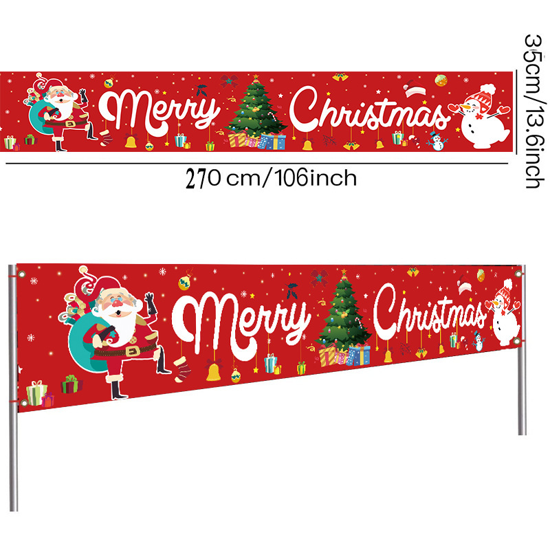 Picture of Cross-Border Spot Christmas Banner Background Christmas Flag Door Curtain Holiday Party Flag Background Cloth in Stock