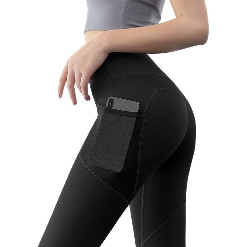 Yoga Pants Women's High Waist Hip-lifting Mesh Side Pocket Stretch Sports Tight Pants Running Yoga Clothes Fitness Pants