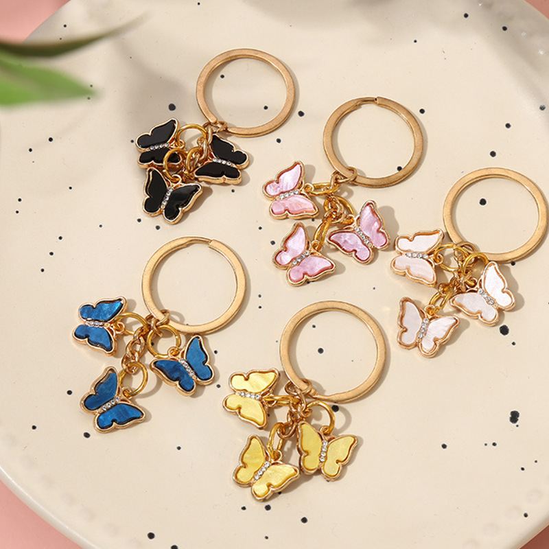 Acrylic Keychain Small Pendant Colorful Butterfly Key Pendant Girls Bag Hanging Ornaments Wholesale New Year Small Gift