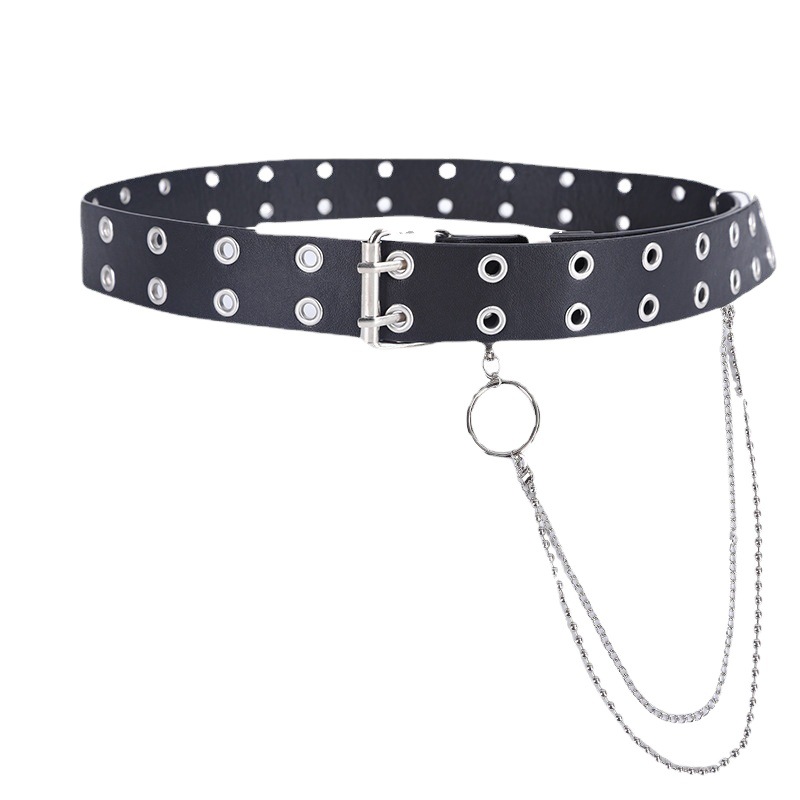European and American Korean Style Women's Belt with Double Buckle, Versatile and Elegant Simple Fashion Accessory with a Light Luxury Style