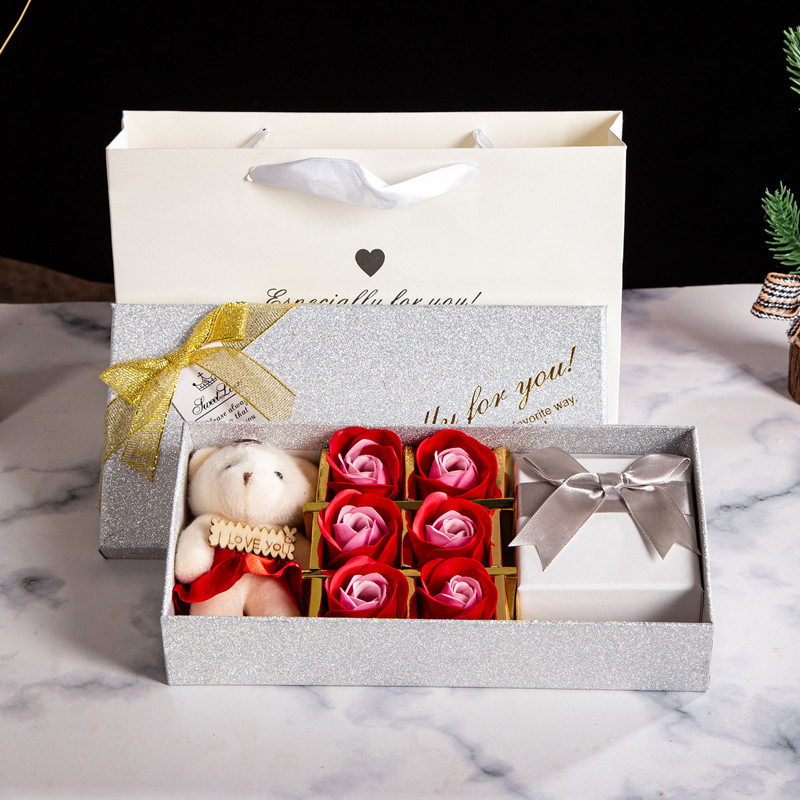 Heaven and Earth Cover Necklace Jewelry Gift Box Creative Jewelry Packaging Box Soap Eternal Rose Flower Valentine's Day Gift