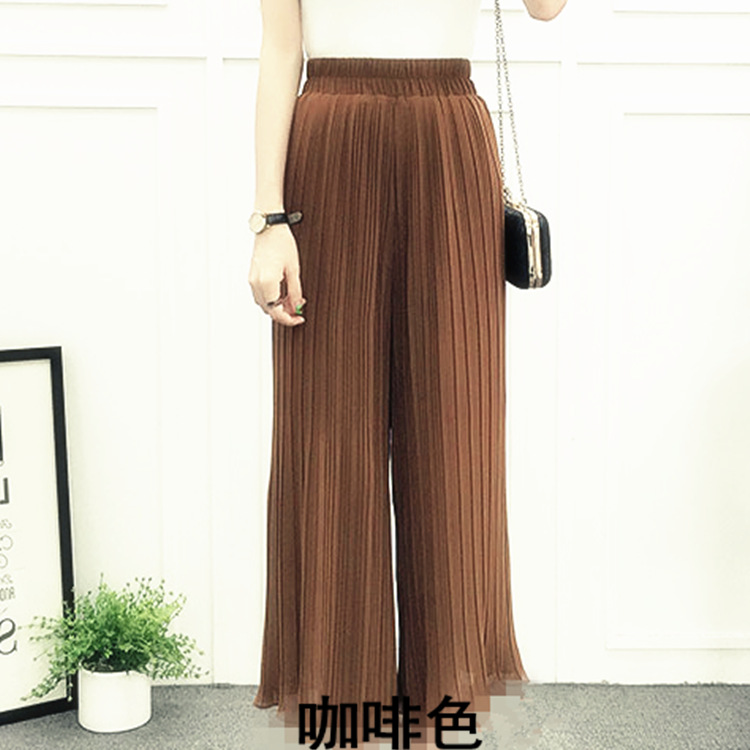 Picture of Spring and Summer Pleated Wide Leg Pants Women's High Waist Slimming Casual Pants Korean-style Large Size Nutty Black Ankle-length Pants