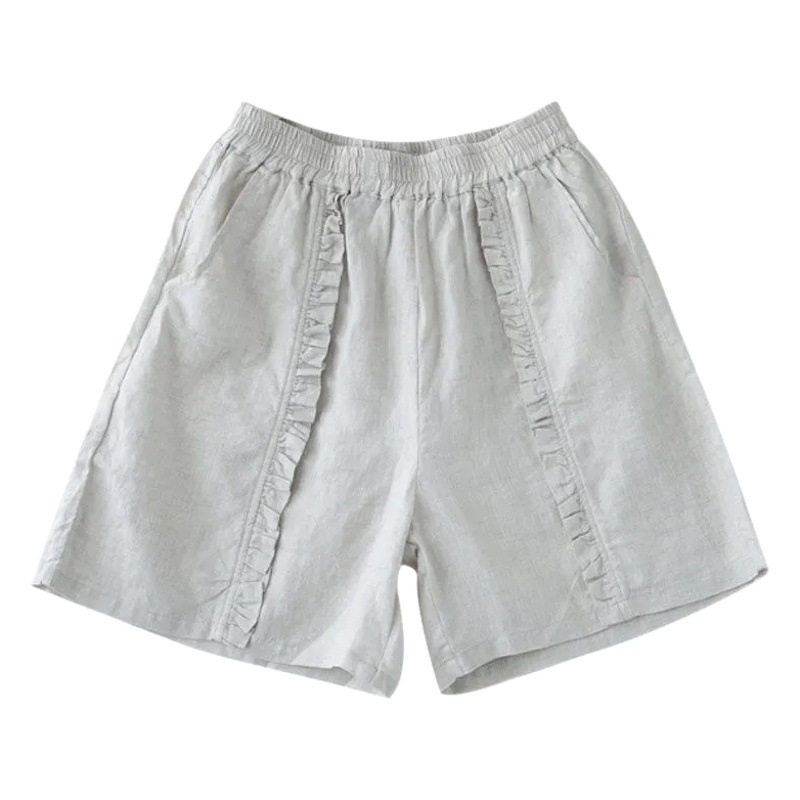 Cotton Shorts Women's Spring and Summer New Casual Pants Loose Retro Pleated Cotton and Linen Loose Waist Pants Women's Hallen Pants