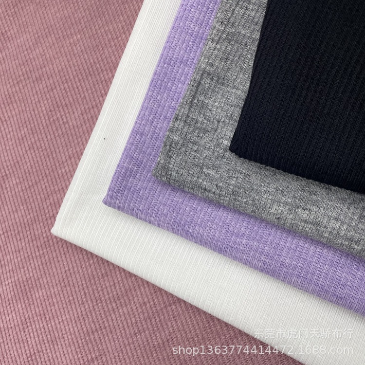 Spot supply of knitted TR pit rib knit 150 grams of wool plush 2*2 fine pit rib knit material