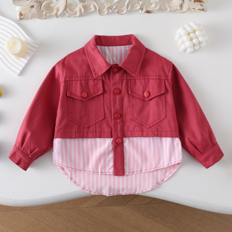 Picture of Girls' Coat Children's Shirt 2024 Spring Clothes for Baby Girls Spring and Autumn Korean Shirt Children's Thin Top Trendy