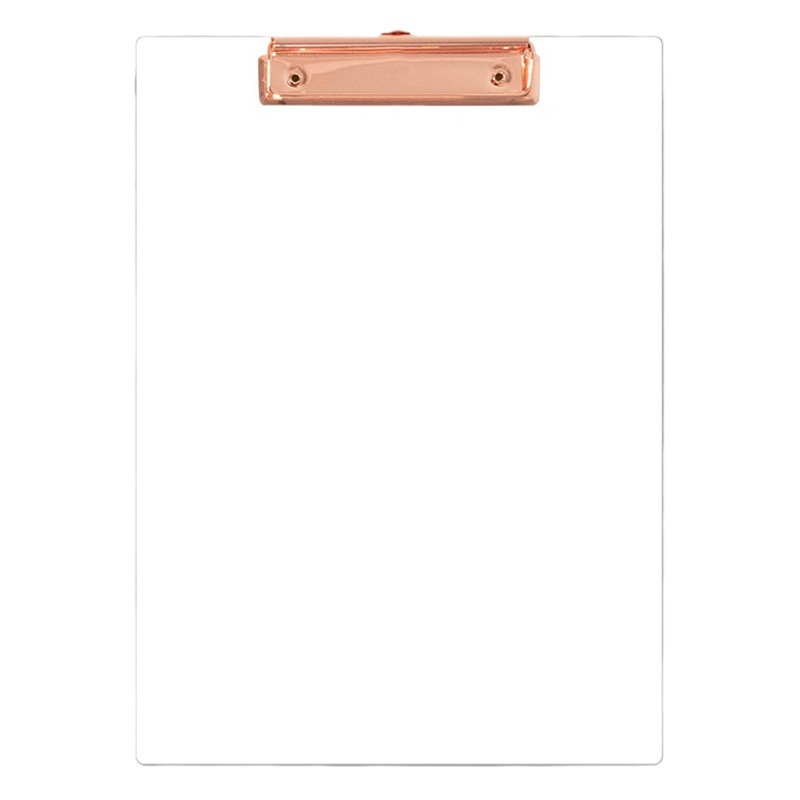 A4 File Transparent Acrylic Board Clip Student Office Book Writing Test Pad Golden Plastic A- order Board