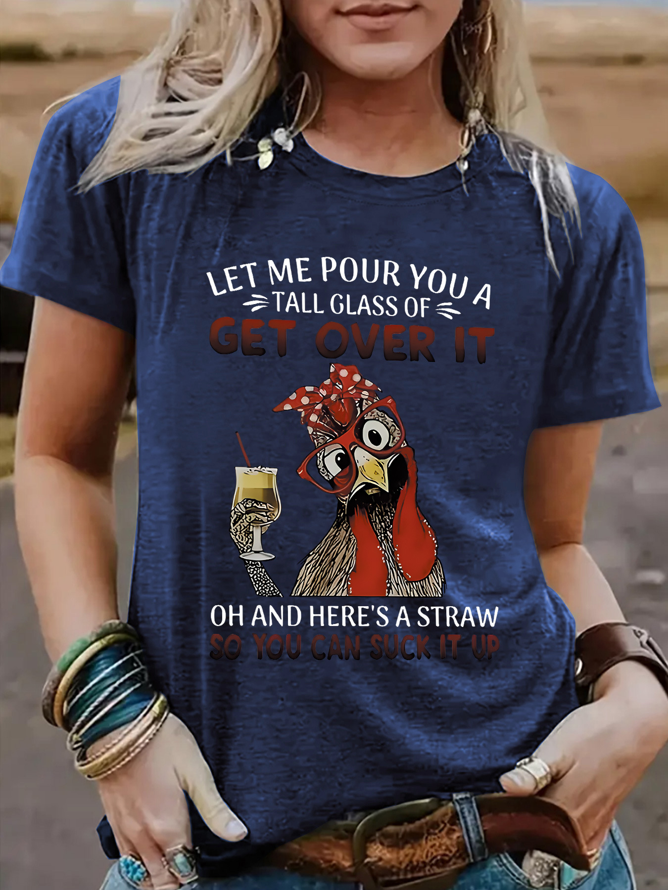 Amazon cross-border e-commerce foreign trade GET OVER IT printed T-shirt short sleeve loose fashion T-shirt design sense