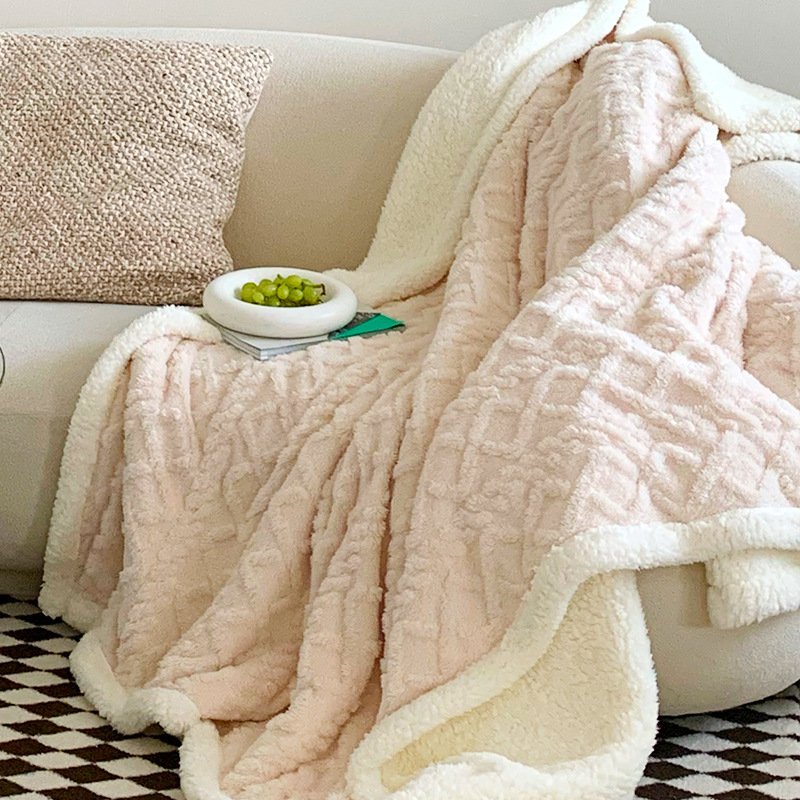 Picture of Winter Tafu Fleece Blanket Double Thickened Coral Fleece Blanket Lamb Fleece Nap Blanket Sofa Blanket Autumn and Winter