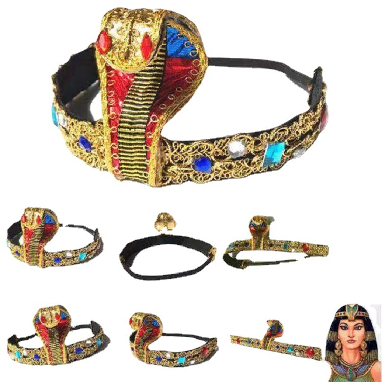 Picture of COSPLAY Halloween Golden Cleopatra Serpentine Headwear Treasure Queen Jewel Headwear Prom Dress Up Props