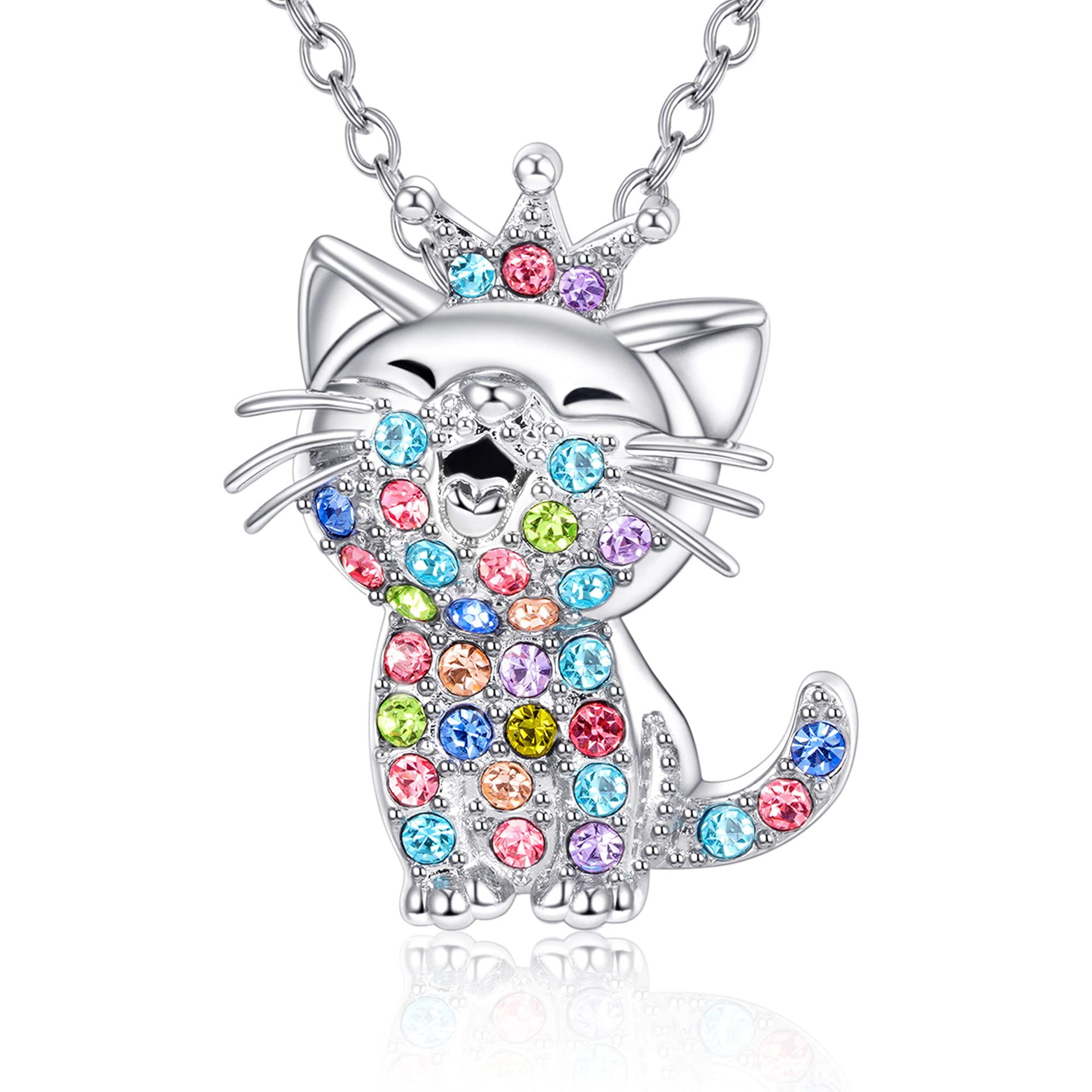 Picture of Cross-border wish cute color cat diamond pendant simple jewelry female European and American animal cartoon clavicle chain necklace