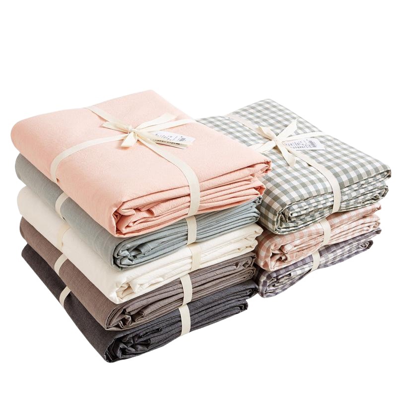 Pure Cotton Simple Washed Cotton Quilt Cover Single Piece Solid Color Quilt Cover All Cotton Student Dormitory Single Double Homestay Bedding