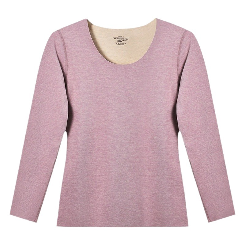 Women's Thermal Underwear Inner Wear Traceless Women's Autumn Clothes fleece-lined Thickened Base Autumn and Winter Single Wool Autumn Clothes for Women