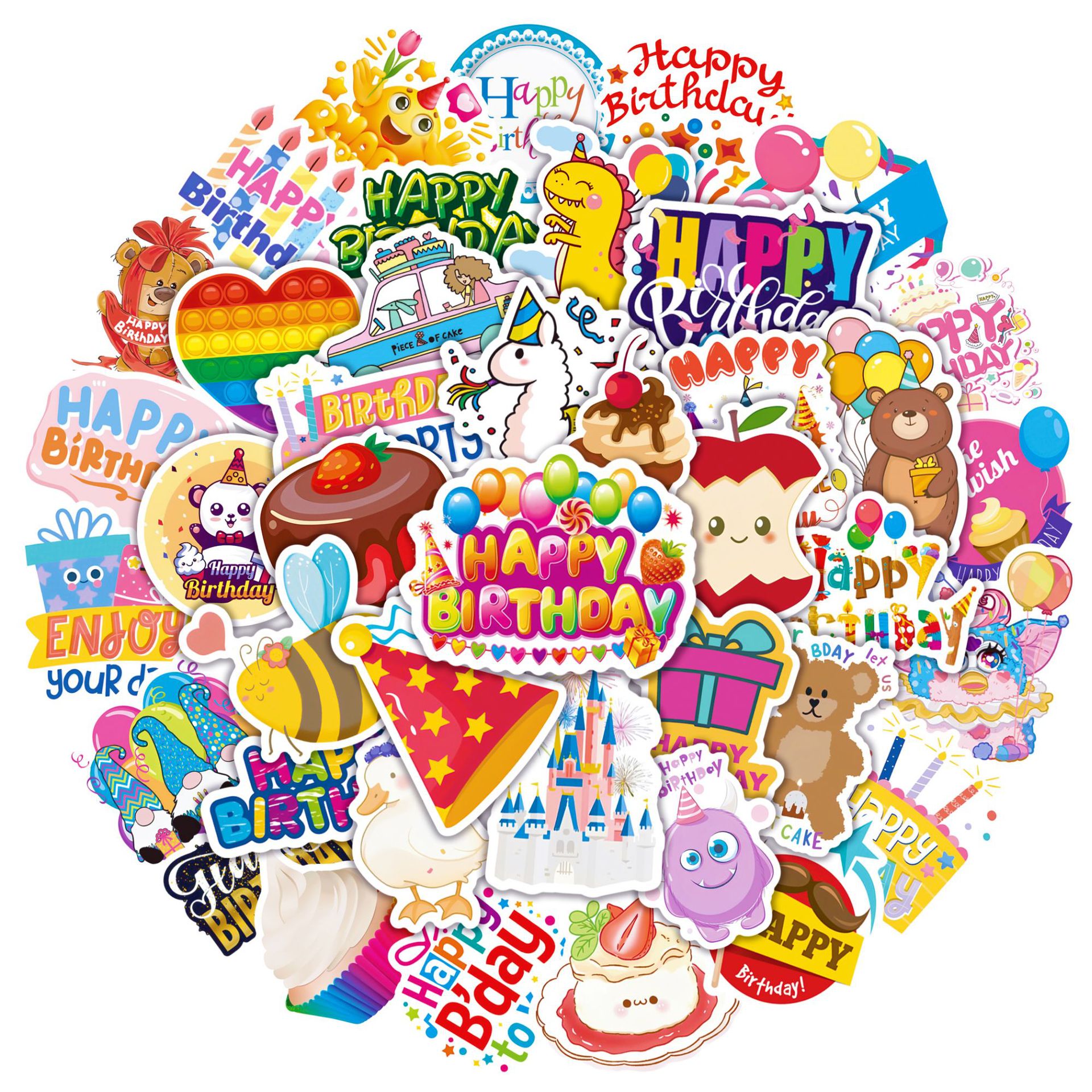 Picture of 50 birthday wishes graffiti stickers helmet DIY waterproof stickers Amazon water cup waterproof stickers