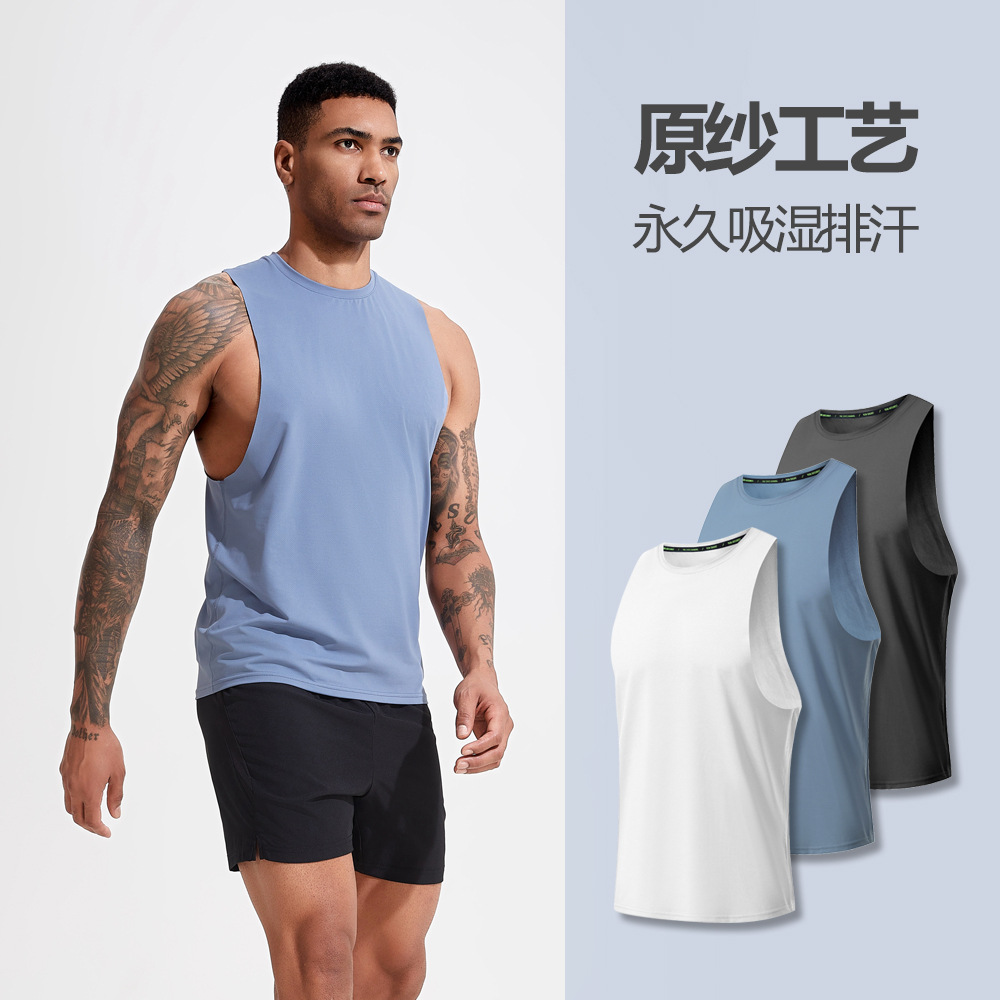 European code cross-border sports vest men's summer tight elastic fitness running sleeveless thin quick-drying clothes