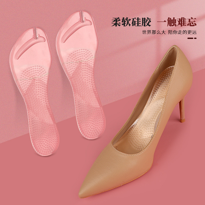 Transparent High-Heeled Shoes Insole Silicone Heels Three-Point Pad Shock-Absorbing Anti-Pain Adjustment Anti-Slip Flip-Flops Flip-Flops Sandals Insole