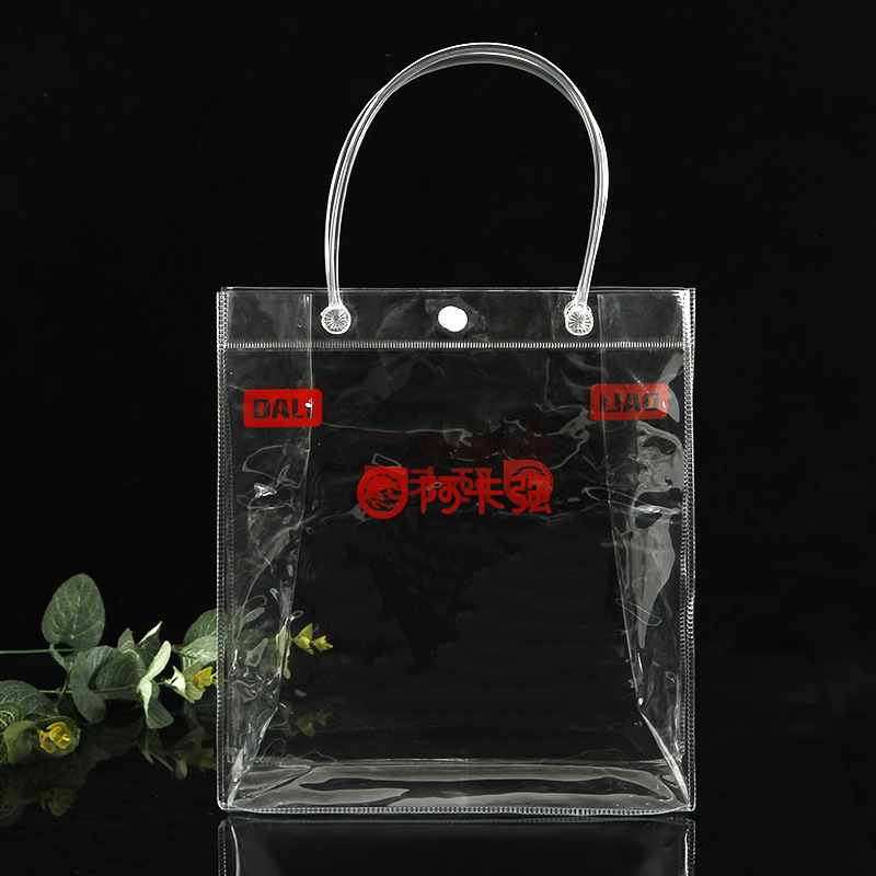 Transparent Plastic Hose Handbag Customized PVC Gift Shopping Bag Advertising Plastic Jelly Handbag Customized
