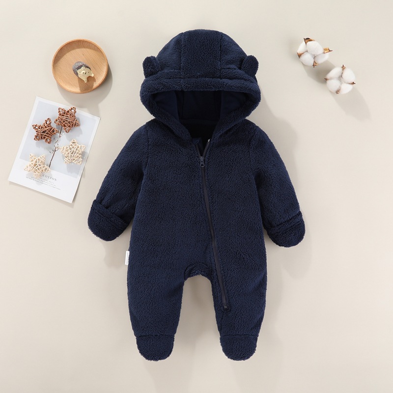 Picture of Cross-border baby jumpsuit autumn and winter thickened warm newborn baby clothes baby plus velvet pajamas climbing clothes