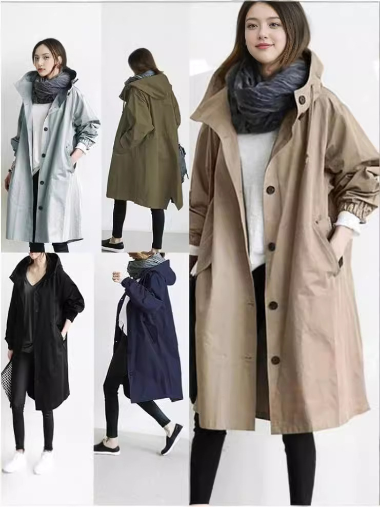 Women's Casual Style Coat Women's Mid-length Elegant Waist Long-sleeved Coat
