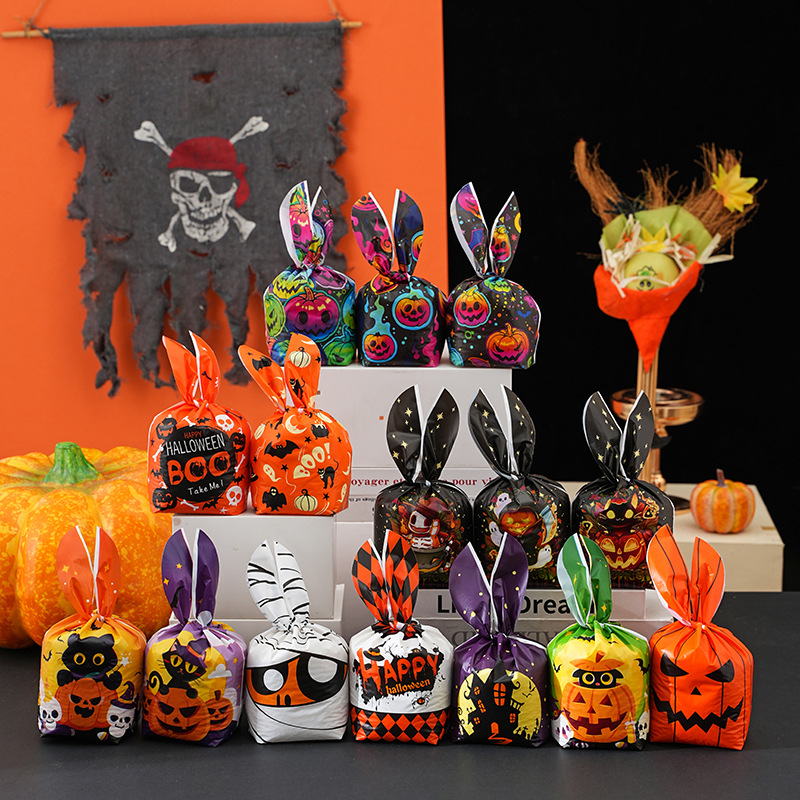 Halloween Candy Bag Rabbit Ears Pumpkin Snack Bag Baking Opp Biscuit Bag Gift Packaging Bag Factory Direct Sale