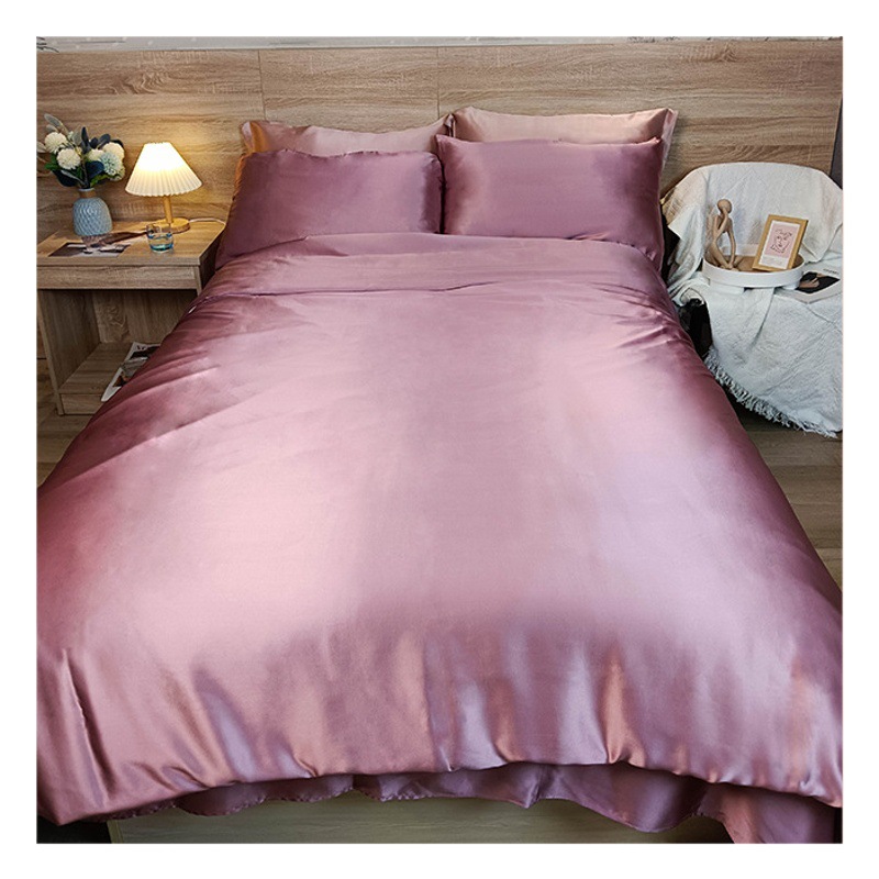 Silk Four-Piece Set 19 Mm Solid Color Mulberry Silk Pillow Case Quilt Cover Bed Sheet Silk Set Bedding