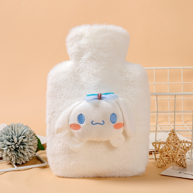 Picture of Rabbit Fur Hand Warmer Bag Filled with Water Hot Water Bottle Cartoon Plush Hand Warmer Hand Warmer Removable and Washable Hot Water Bag Thickeneded Explosion-Proof