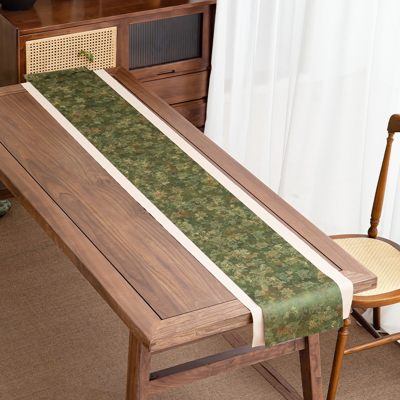 Double-Sided Tea Table New Chinese Zen Style Waterproof Long Tea Tablecloth Table Flag Light Luxury National Style Home Tea Table Fabric Wholesale