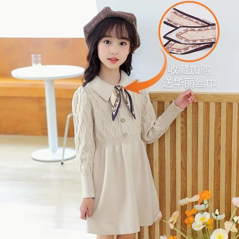 Picture of Children's Autumn and Winter New Stylish Knitted Sweater Primary and Secondary School Students Bottoming Sweater Dress Children's Clothing Girls' Autumn and Winter Dress