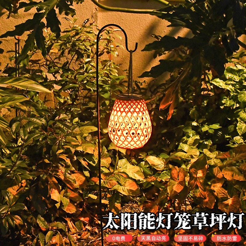 Solar Outdoor Waterproof Garden Lamp New Chinese Lantern Floor-inserted Lawn Lamp Villa Garden Decorative Atmosphere Night Light
